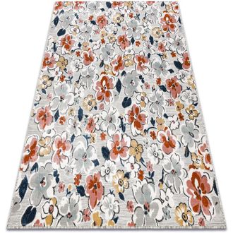RugsX Rugsx - Alfombra Estructural Botanic 65239 Flores, Tejido Plano En El Balc&oacute;n, Terraza - Gris Multicolour 157x220 Cm