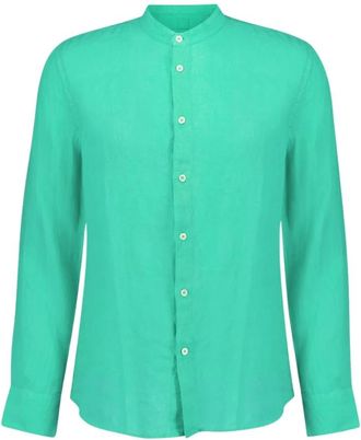 120% Lino Heren, Overhemden, Groen, Maat: M Linnen