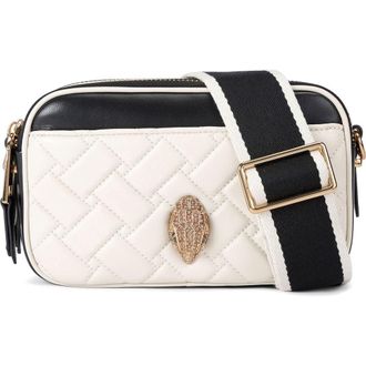 Kurt Geiger Kensington Leather Camera Crossbody Bag in Charcoal/cream at Nordstrom Rack