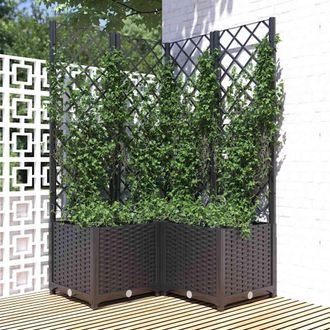 vidaXL Jardinera Con Enrejado Pp Negro 80x80x136 Cm Vidaxl
