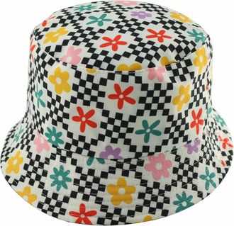 Generic Unisex Kids Reversible Packable Summer Printed Bucket Hat in Flower Print Multi, Size: One Size