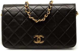 Chanel Pre-owned Quilted Lambskin Crossbody Bag - Dames - Vintage Handtas - Zwart - ONE Size - Leer - Vintage