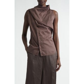 Rick Owens Sleeveless Semisheer Chambray Button-Up Shirt in Macassar at Nordstrom, Size 8 Us