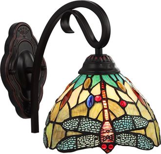 Chloe Lighting EMPRESS Dragonfly Tiffany-style Dark Bronze 1 Light Wall Sconce 8 Wide