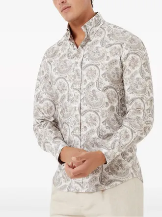 Brunello Cucinelli Paisley-Printed Cotton Shirt - Brown