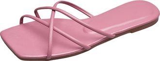 Generic Sandals Womens Elegant Peep Toe Slippers with Cross Strap Square Sandals Slip-On Summer Sandals Slingback Leisure Sandals Breathable Beach Sandals Lig