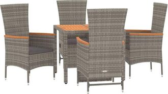 vidaXL Set Comedor De Jard&iacute;n 5 Piezas Con Cojines Rat&aacute;n Sint&eacute;tico Gris Vidaxl