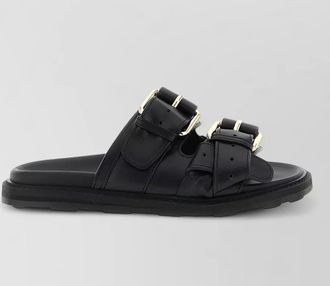 Moschino calf leather double strap sandals