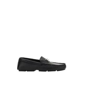 Dolce & Gabbana Black Calf Leather Bos Taurus Slip-On Mens Loafers