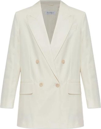 Max Mara Witte Double-Breasted Jas met Italiaanse Stijl - Dames - Blazers - Wit - XS - Jassen