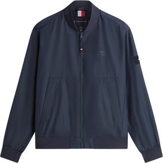 Tommy Hilfiger Water-Resistant Navy Bomber Jacket With Baseball Collar And Storm Flap