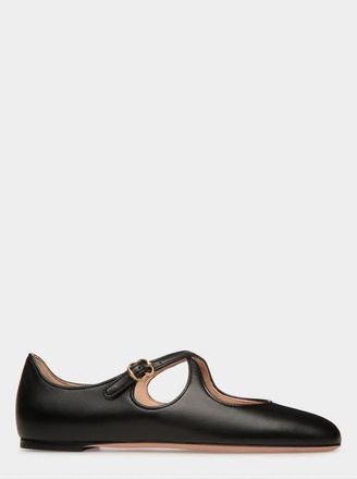 Bally rina Flat In Lamb Nappa Leather Lined with Goat Leather in Black at Nordstrom, Size 39.5