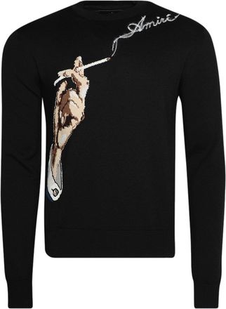 Amiri intarsia-knit logo-embroidered sweater - men - Merino - M - Black
