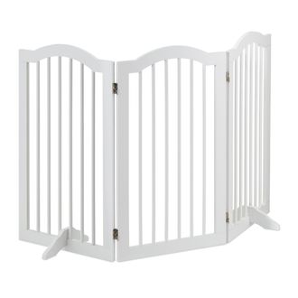 Relaxdays Relaxdays - Barrera Seguridad Perros, 3 Paneles, Alto 92 Cm, Valla Protecci&oacute;n Mascotas, Plegable, 92x154 Cm, Blanca