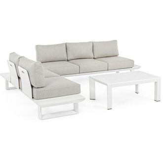BIZZOTTO Bizzotto Konnor Salotto Angolare Bianco Alluminio Cuscini Waterproof