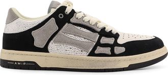 Amiri Crystal Skel Top Low Leather And Suede Sneakers With Rhinestones Detail