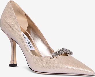 Jimmy Choo London Metallic-Wildlederpumps Belinda 90