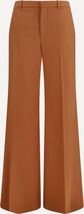 Chlo&eacute; Pantaloni a zampa e vita alta in cotone Woman 36