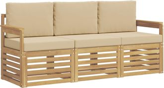 vidaXL Juegos De Sof&aacute;s 3 Uds. Y Beige Polyester Vidaxl