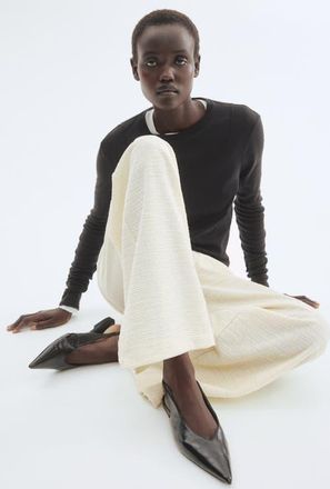 H&M Wide-leg boucl&eacute; pants in Cream at Nordstrom, Size Xx-Large