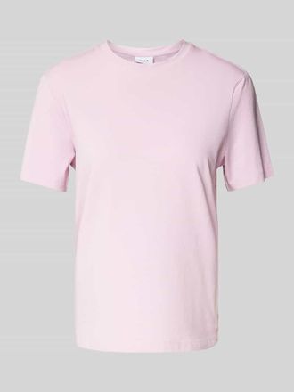 Vila T-Shirt mit geripptem Rundhalsausschnitt Modell NORA in Rosa, Gr&ouml;&szlig;e S