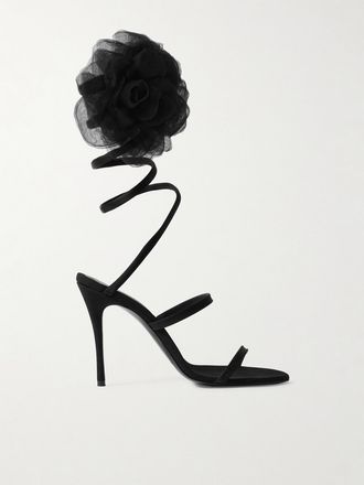 Magda Butrym Sandali In Gros-grain Con Applicazione - Nero