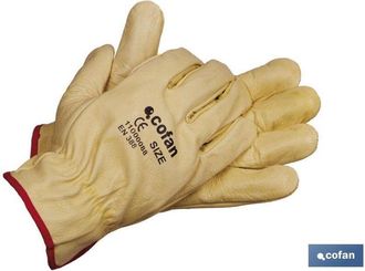 cofan Guantes De Piel De Vacuno Calidad Est&aacute;ndar Seguros Y C&oacute;modos Resistentes Y Duraderos Cofan T-7 (12 Pares) Amarillo