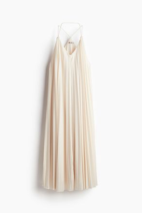 H&M Plissiertes Jerseykleid - Cremefarben