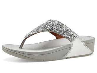 FitFlop Lulu Shimmerfoil Toe-thongs Womens Wedge Shoes Silver : 11 M (B), Synthetic