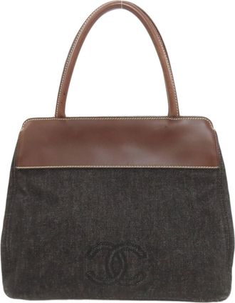 Chanel Black Brown Denim Tote Bag (Pre-Owned)