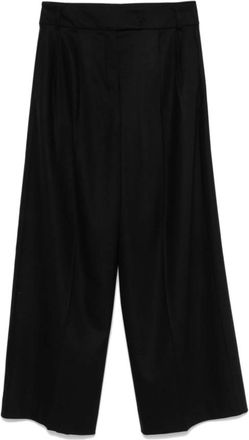 Max Mara Wijde hoge taille zwarte broek - Dames - Wijde Broeken - Zwart - XS - Wol - Broeken