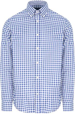 Paul & Shark Cotton Twill Checkered Shirt - male - Paul & Shark - Casual Shirts - Blue - 2XL - Shirts