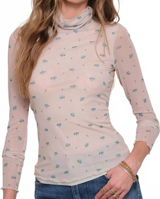 Heartloom Gia Mesh Turtleneck Top In Cream