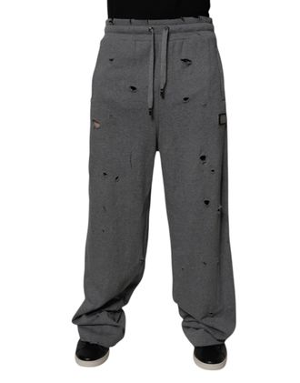 Dolce & Gabbana Mens Gray Cotton Ripstyle Straight Sweatpants Pants