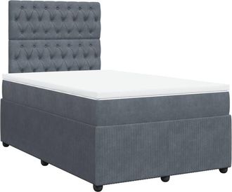 vidaXL Cama Box Spring Con Colch&oacute;n Terciopelo Gris Oscuro 120x190 Cm Vidaxl