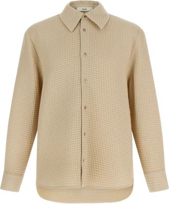 Séfr waffle-knitted buttoned shirt - men - Cotton - M - Neutrals