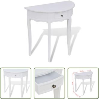 vidaXL Cassetto semicircolare - Tavolo Consolle con Cassetto Semicircolare Bianco