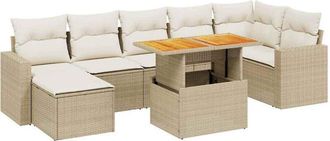 vidaXL Vidaxl - Juego De Sof&aacute;s De Jard&iacute;n Con Cojines Beige 8 Pzas Rat&aacute;n Pe