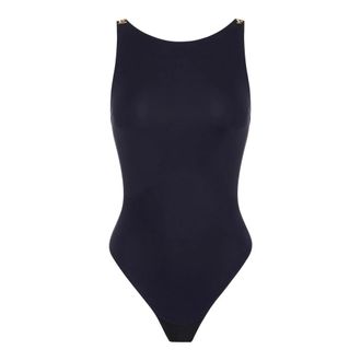 Elisabetta Franchi Bodysuit van cr&ecirc;pe jersey met juweellogos - Dames - Tops - Blauw - Maat: L Jersey