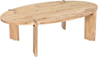 Sweeek Oval solid mango wood coffee table, Reva, Natural, 120x65x36 cm