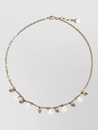 Alexander McQueen pearly skull choker necklace brass chain