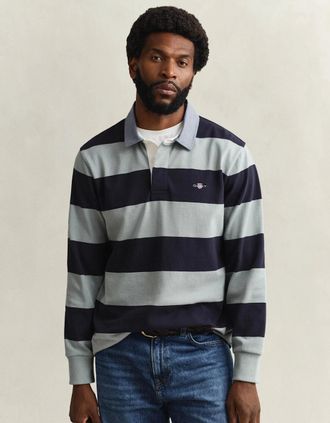 GANT Mens GANT Mens Regular Fit Chambray Stripe Heavy Rugger - 10 Ceramic Grey - Size: 42