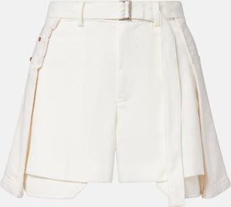 sacai Paneled denim shorts