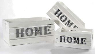 Trade Shop Trade Shop - Set 3 Cassette Cassettina Portapianta Legno 16/14/10cm Home Deluxe Bianco 736124