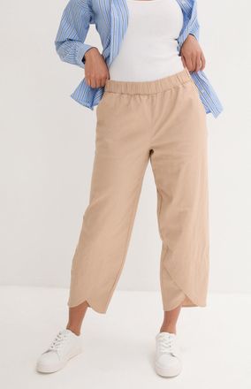 Bonprix 3/4-Hose BONPRIX 3/4-Hose aus leichtem Leinen-Mix, Damen, Gr. 38, N-Gr, mandelbeige, Obermaterial: 55% Leinen, 45% Baumwolle, regular fit, Hosen 3/4-H