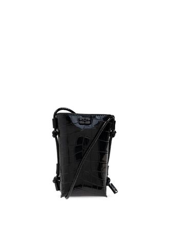 Ganni crocodile-effect cross body bag - Black