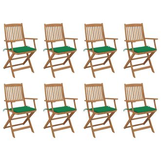 vidaXL Sillas De Jard&iacute;n Plegables 8 Uds Y Cojines Madera Maciza Acacia Vidaxl