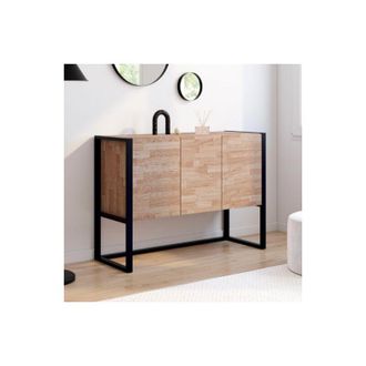 IDMarket Idmarket - ottawa Aparador elevado de 3 puertas de madera y diseño industrial negro 114 cm