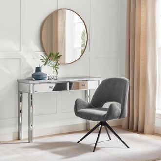 Furniturebox Layla Grey Fabric Swivel Office Chair