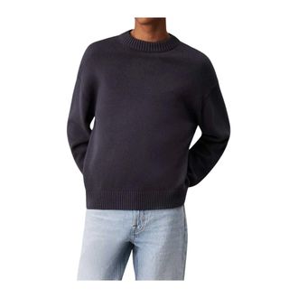 Calvin Klein Round-neck Knitwear, male, Black, Size: L Round-neck Knitwear